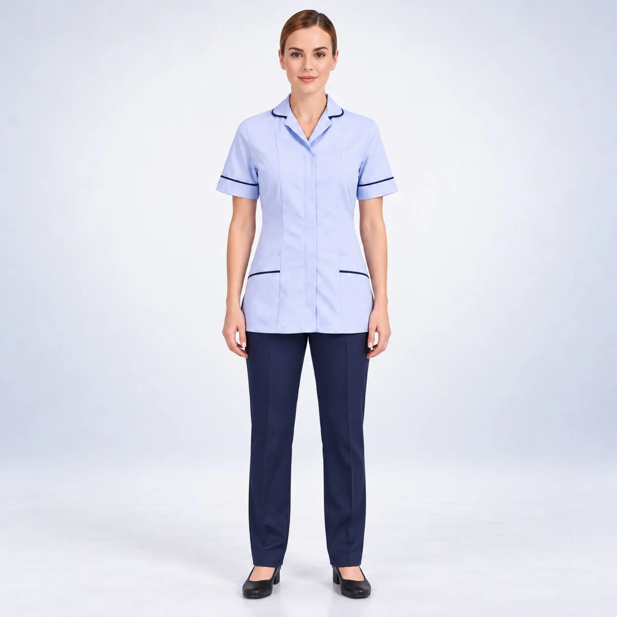 Light Blue and Navy Nurse Uniform Set