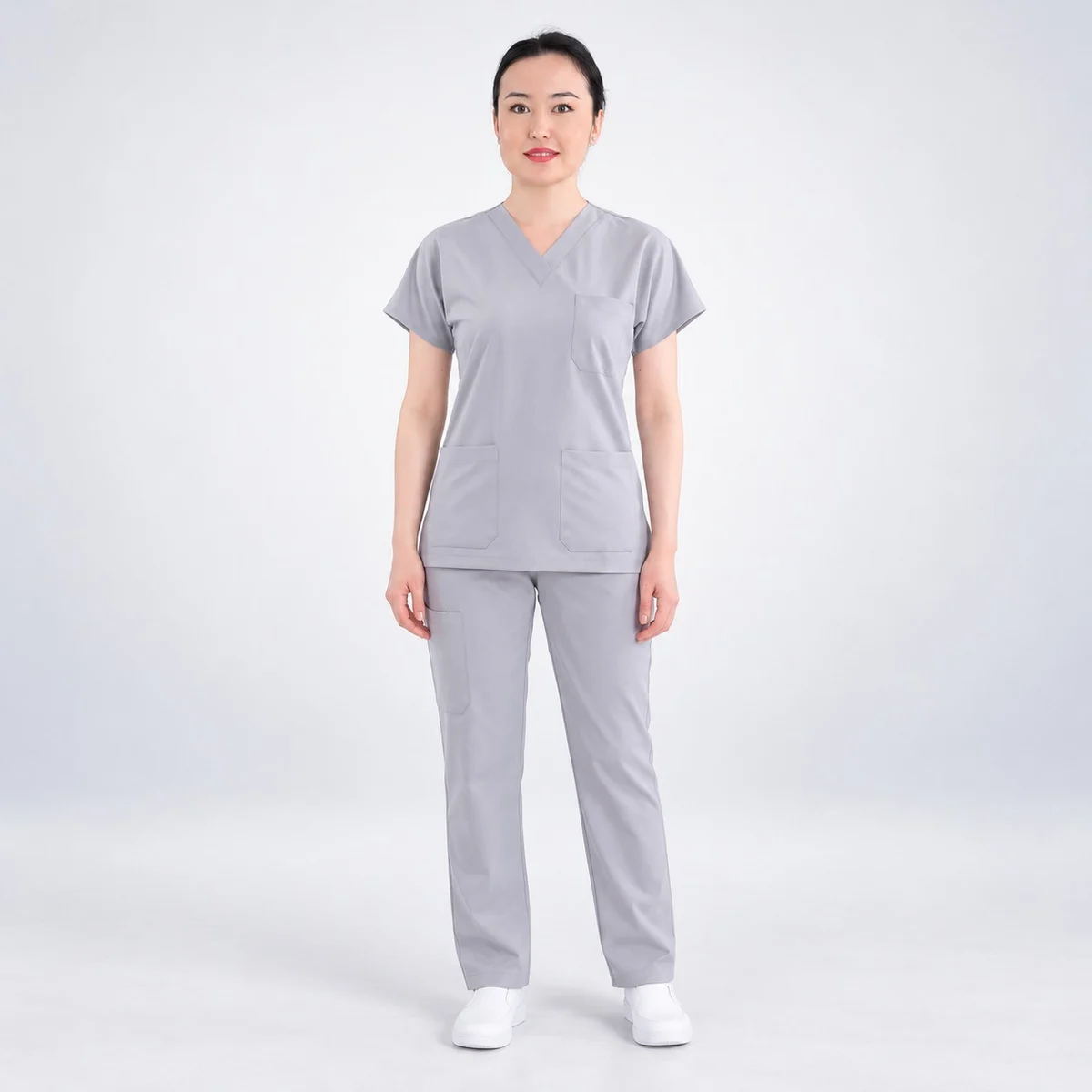 Light Grey Women's Medical Scrub Set
