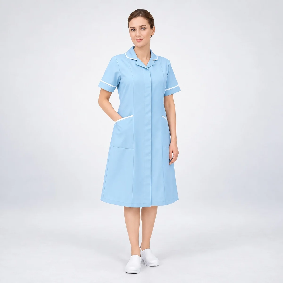 Light Blue Poly-Cotton Nurse Dress