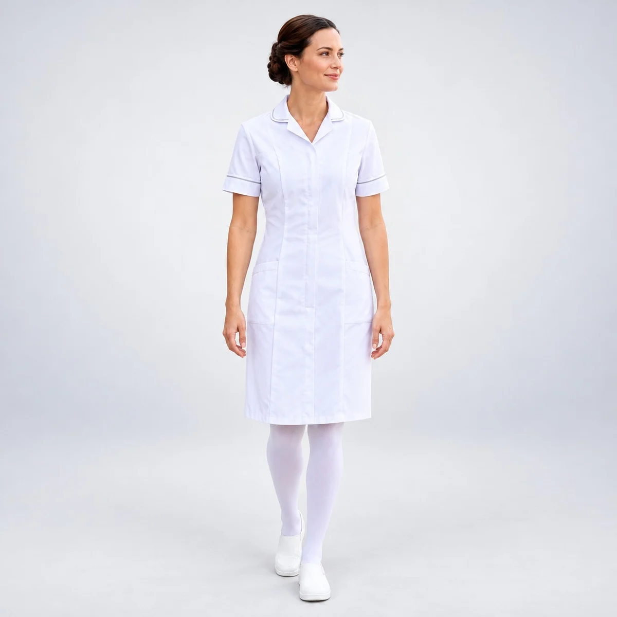 White Healthcare Nurse Uniform Dress