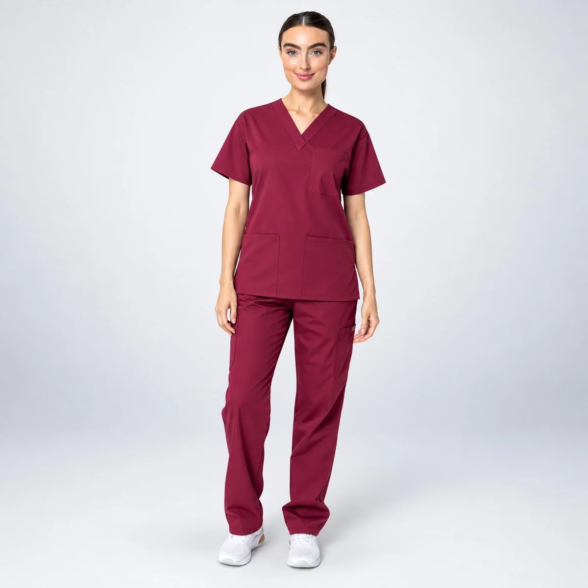 Maroon Women Medical Scrub Set