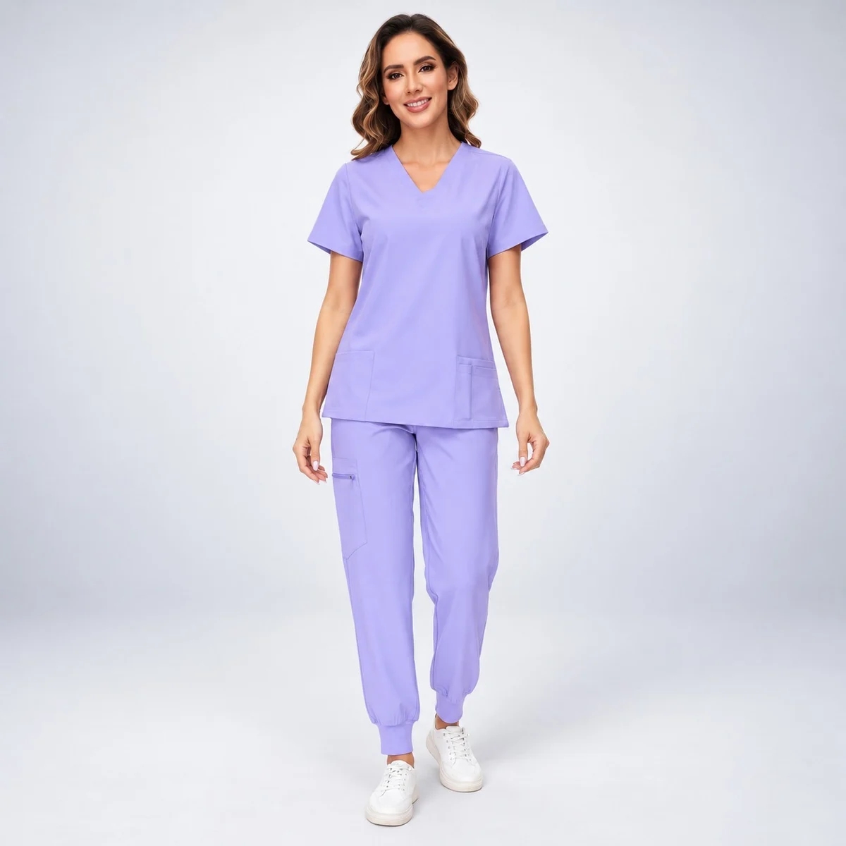 Lavender Women's Poly-Cotton Scrub Set