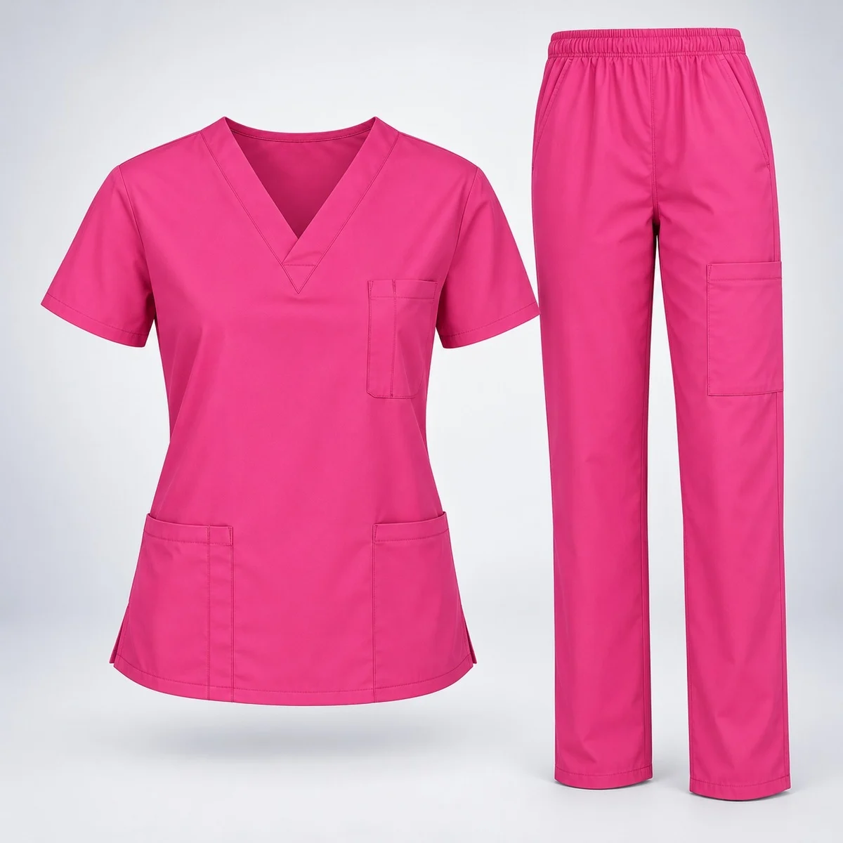 Magenta Unisex Poly-Cotton Medical Scrub Set