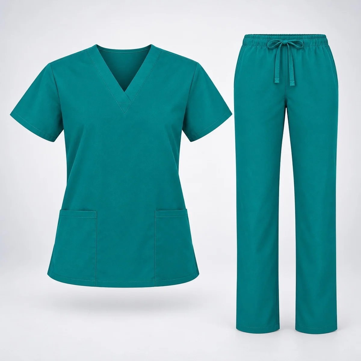 Teal Unisex Poly-Cotton Medical Scrub Set