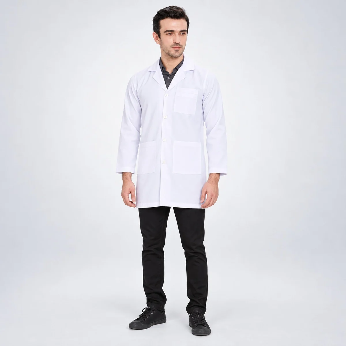 Mens White Poly-Cotton Medical Lab Coat
