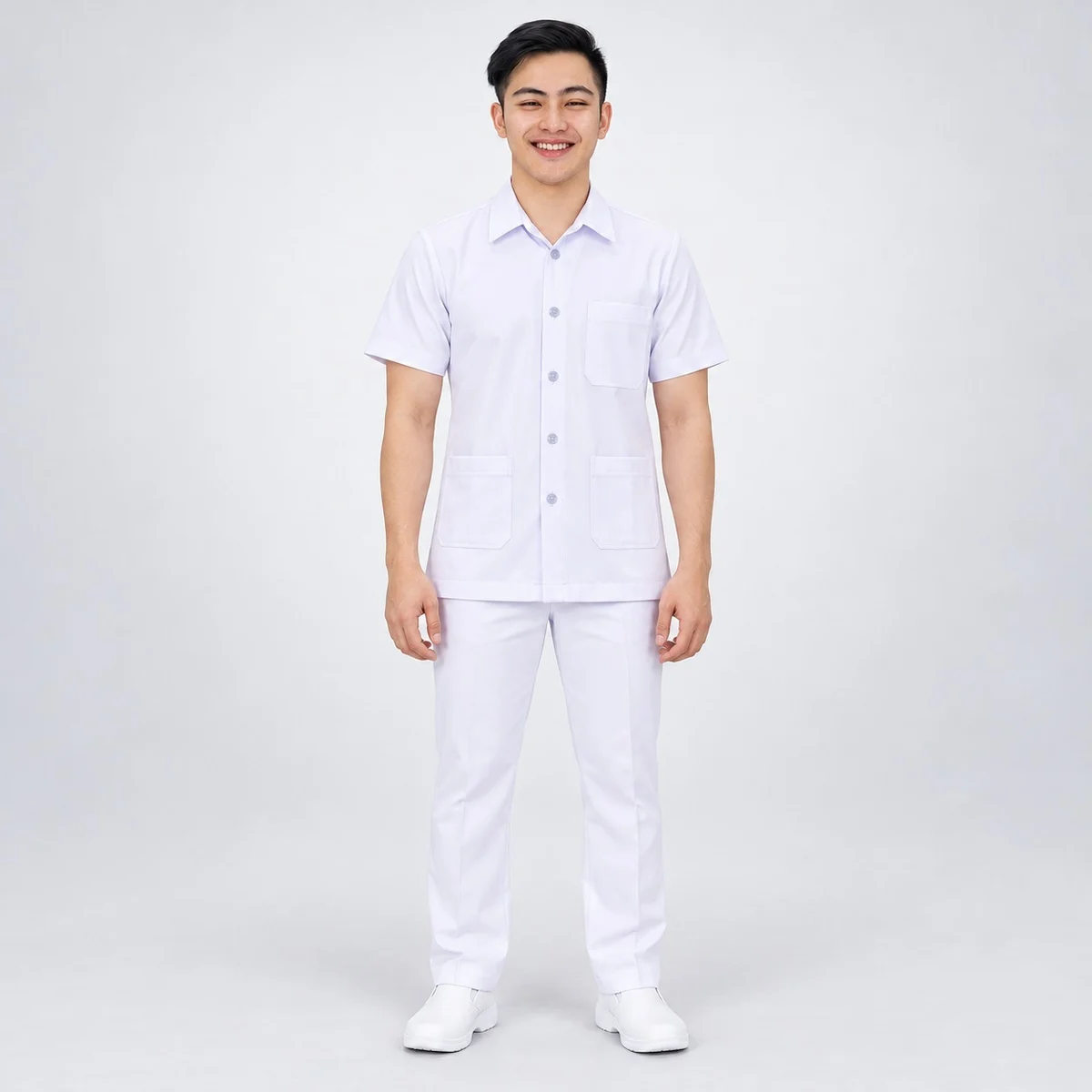 Mens White Poly-Cotton Nurse Uniform Set