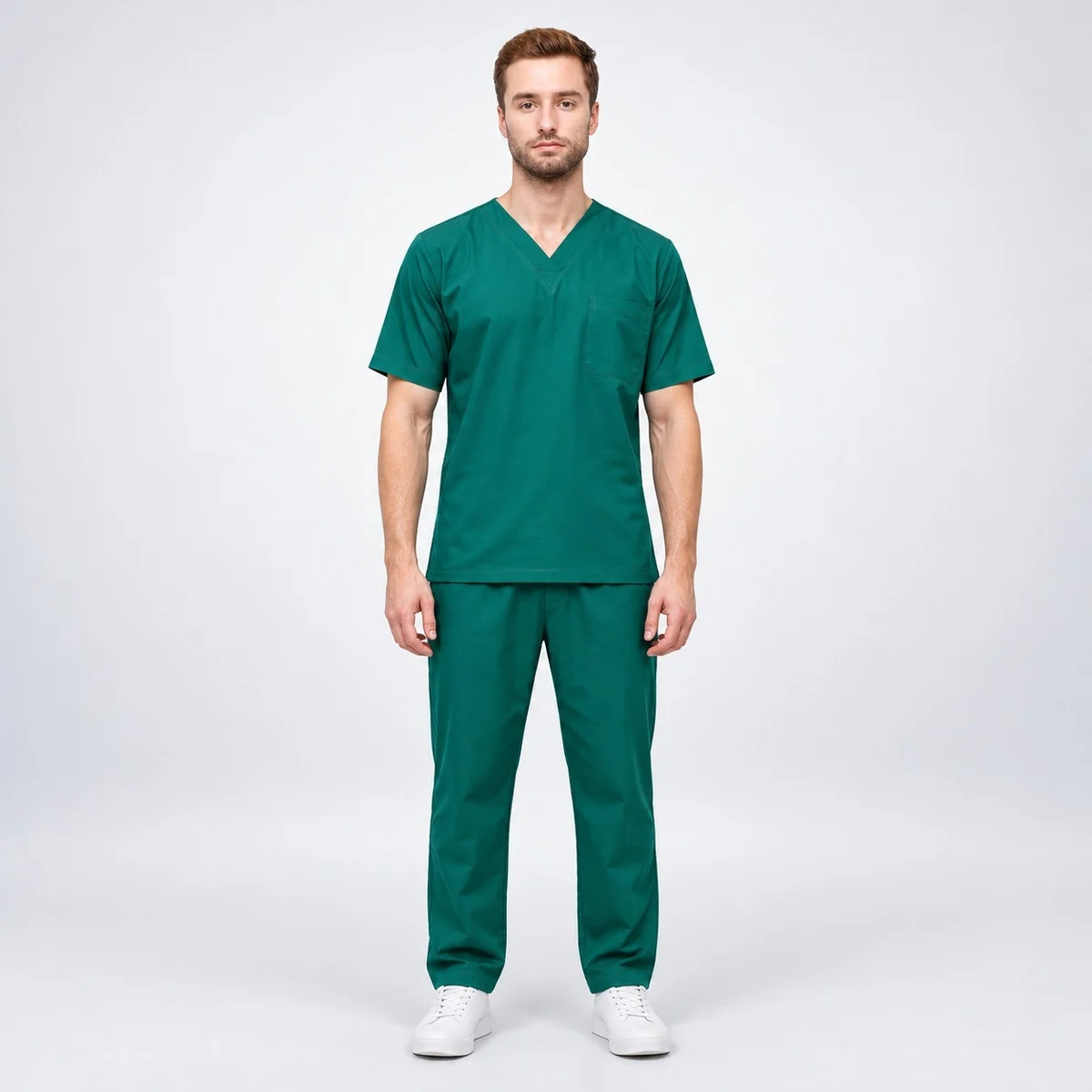 Mens Dark Green Poly-Cotton Medical Scrub Set