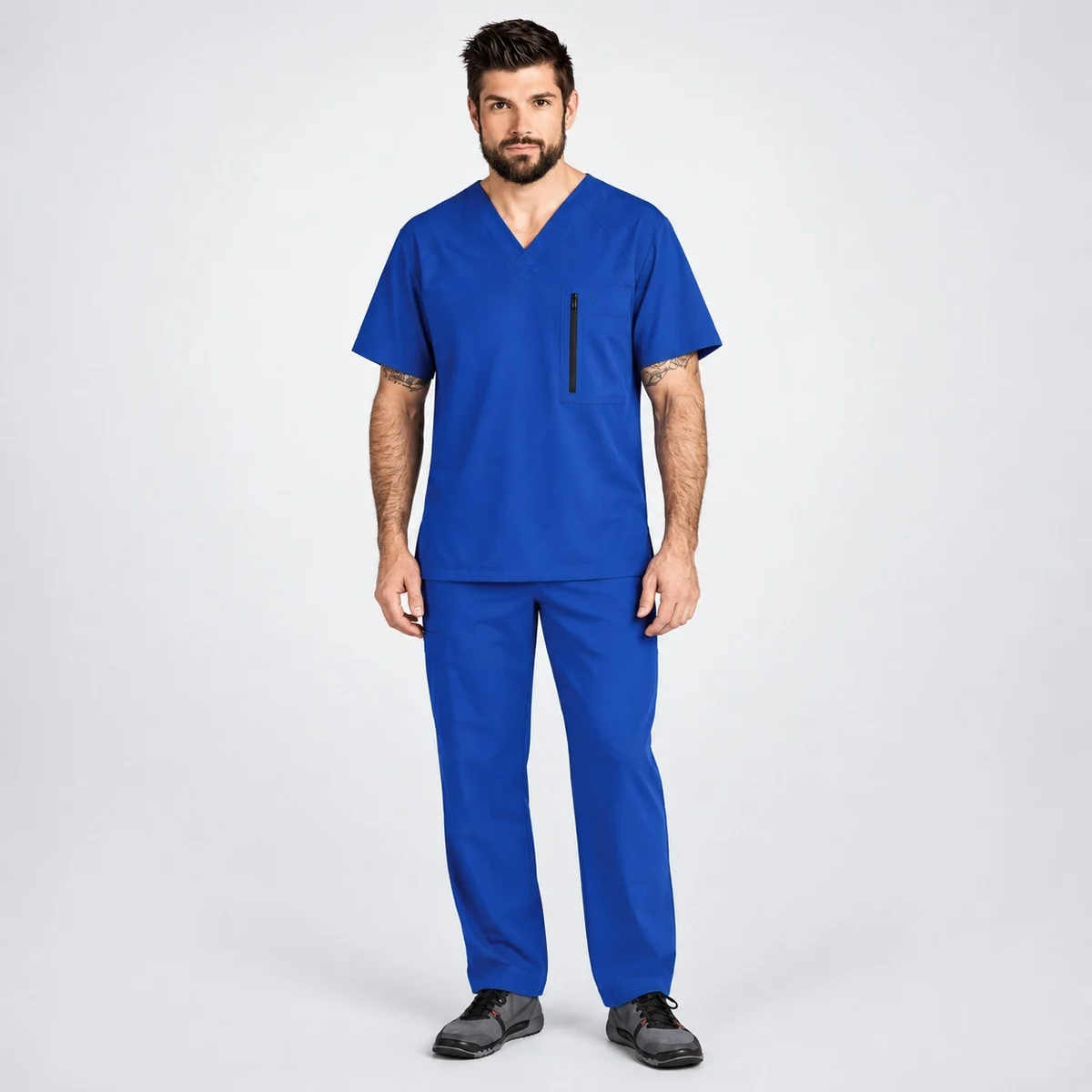 Mens Royal Blue Poly-Cotton Scrub Set