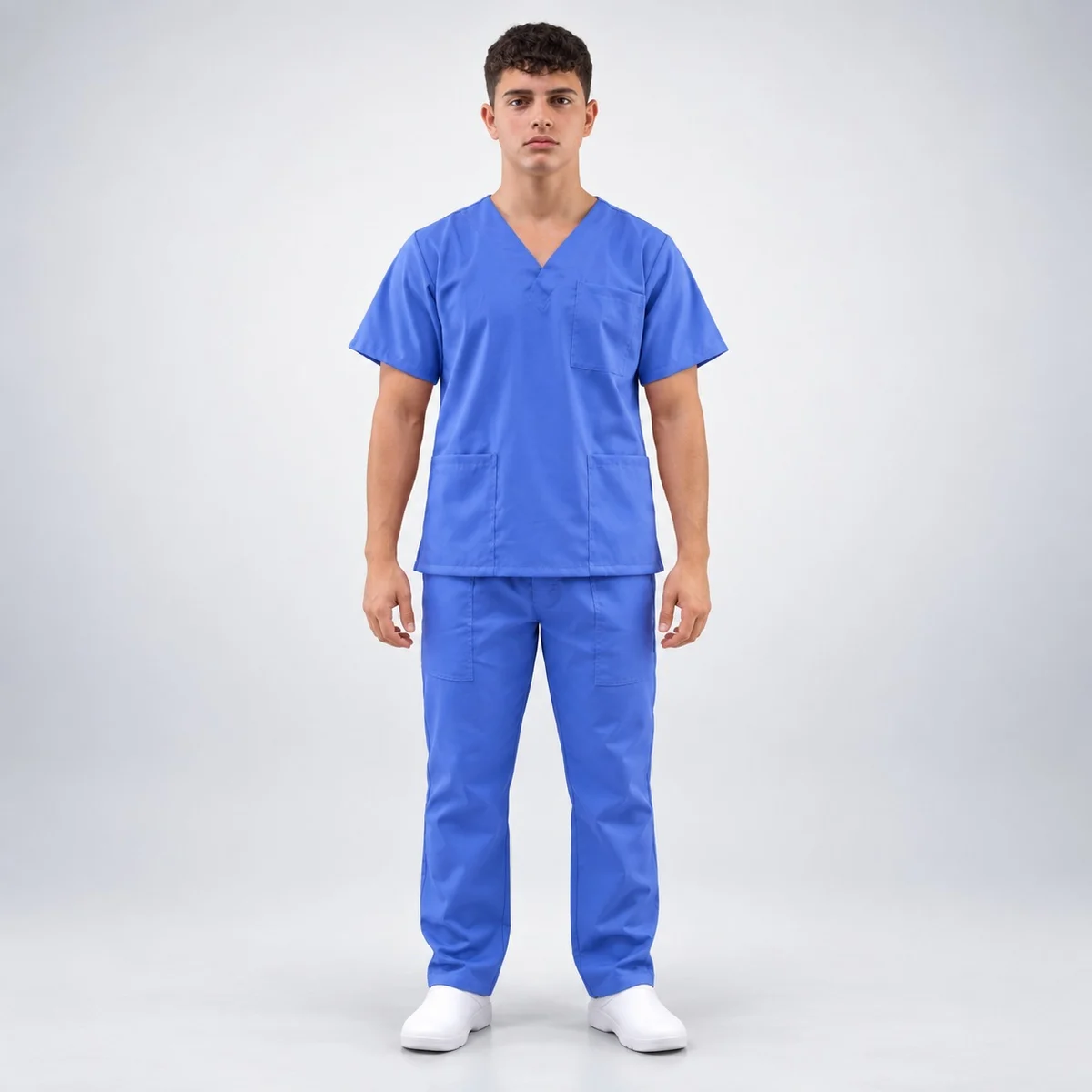 Mens Blue Poly Cotton Medical Scrub Set