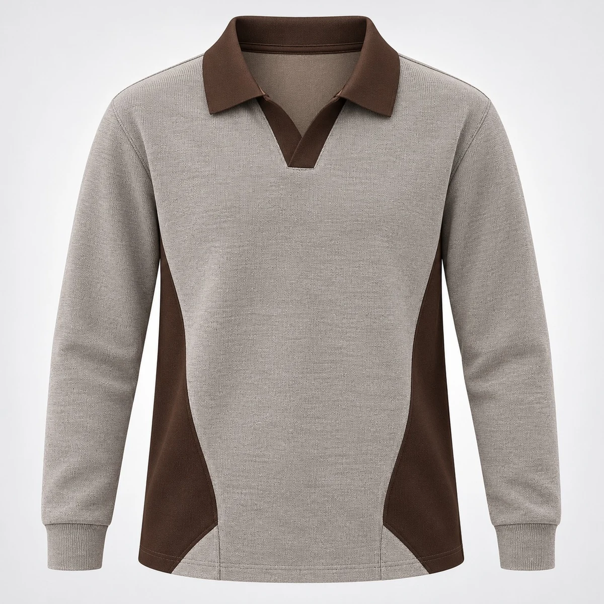 Grey and Brown Full Sleeve Corporate Polo Shirt