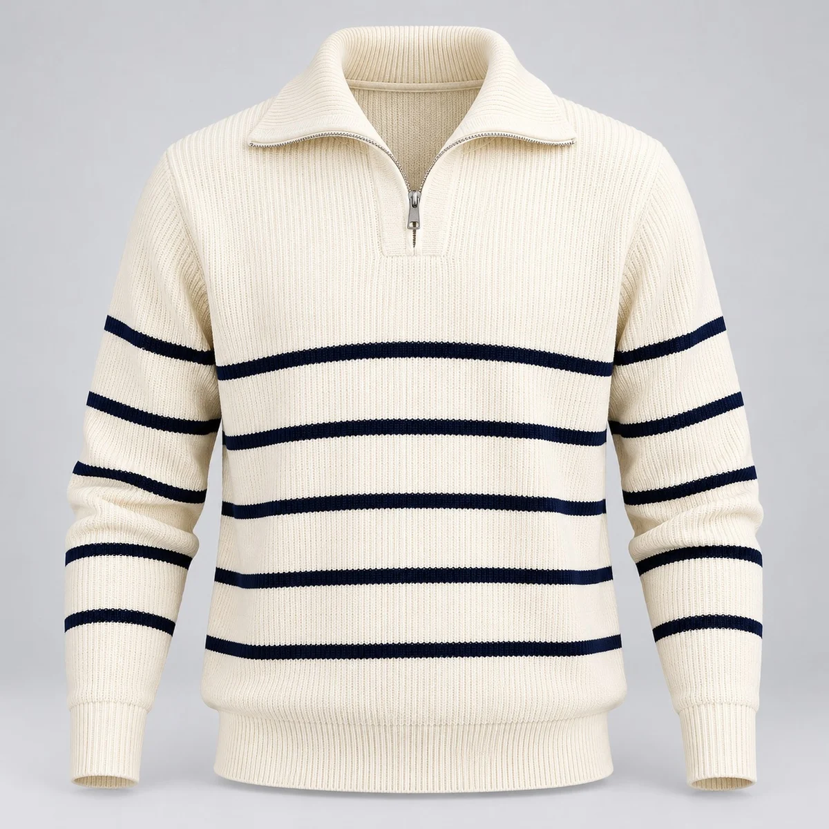 Men's Striped Quarter-Zip Hotel Sweater