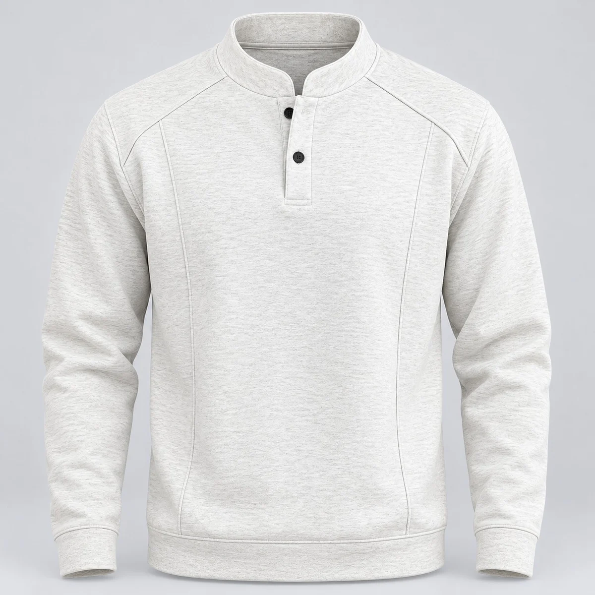 Light Grey Melange Henley Sweatshirt