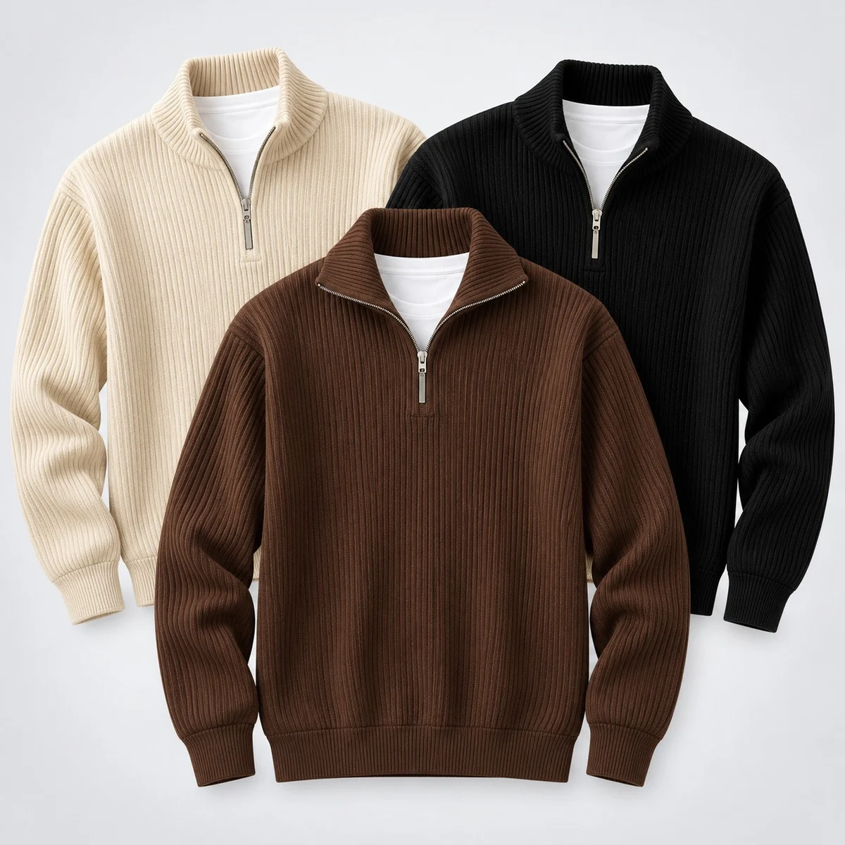 Mens Corporate Quarter-Zip Acrylic Knit Sweater