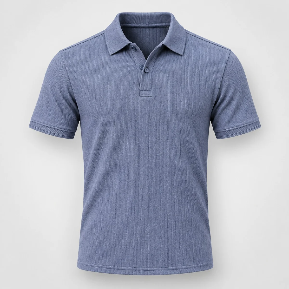 Mens Blue Ribbed Knit Corporate Polo Shirt