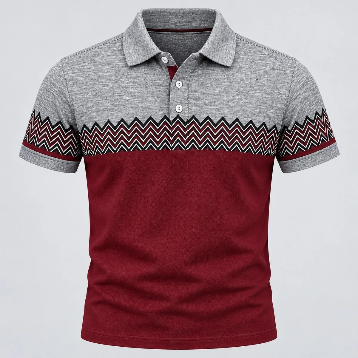 Grey and Maroon Corporate Polo T-Shirt