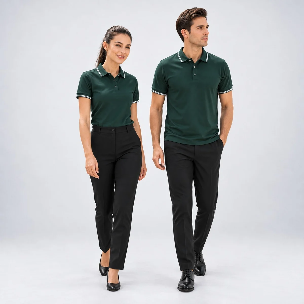 Dark Green Corporate Polo Uniform Set