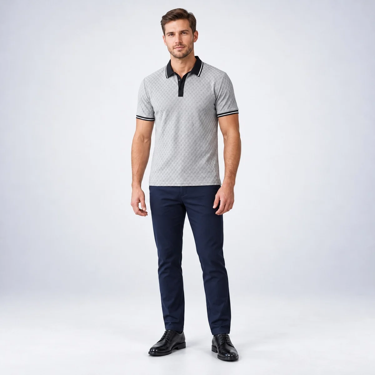 Mens Grey and Navy Corporate Uniform Set