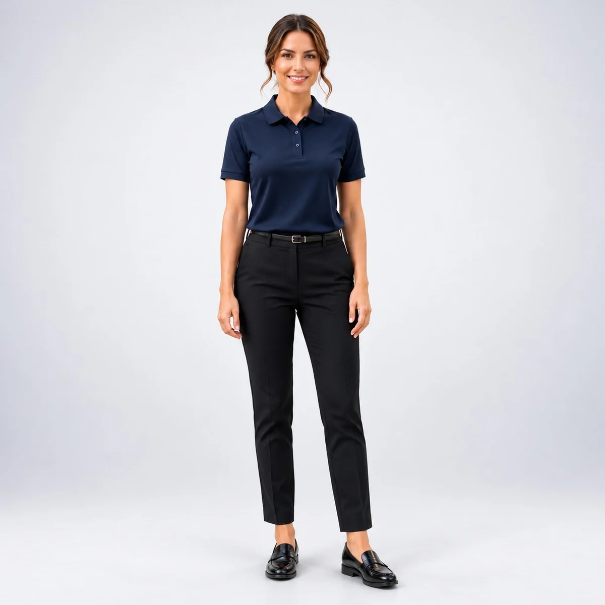 Womens Navy Blue Polo Corporate Uniform Set
