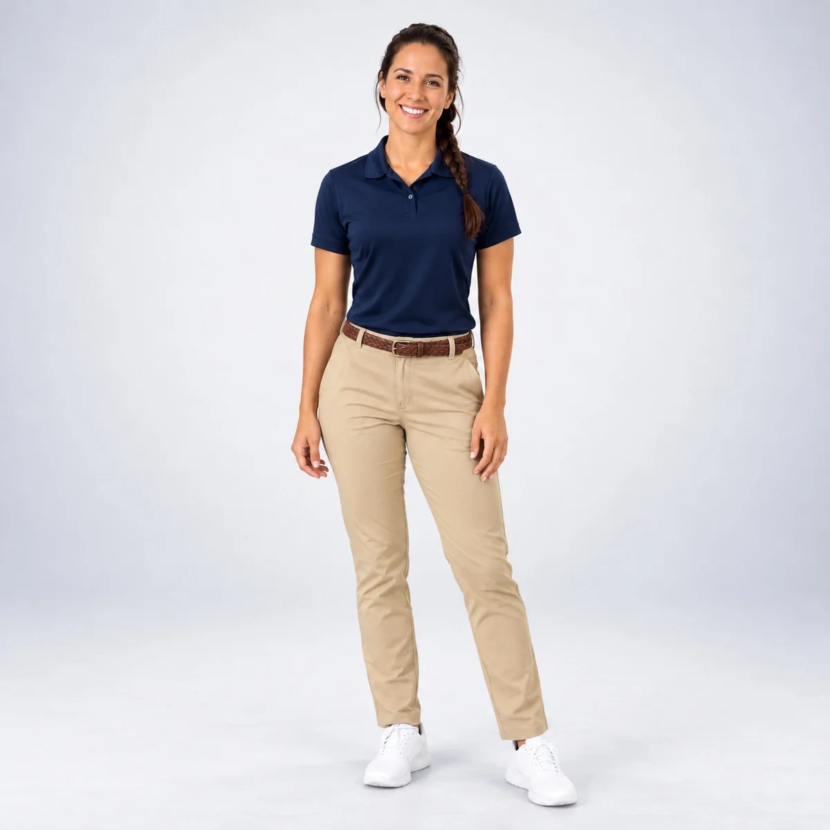 Womens Navy Polo and Khaki Trouser Uniform Set