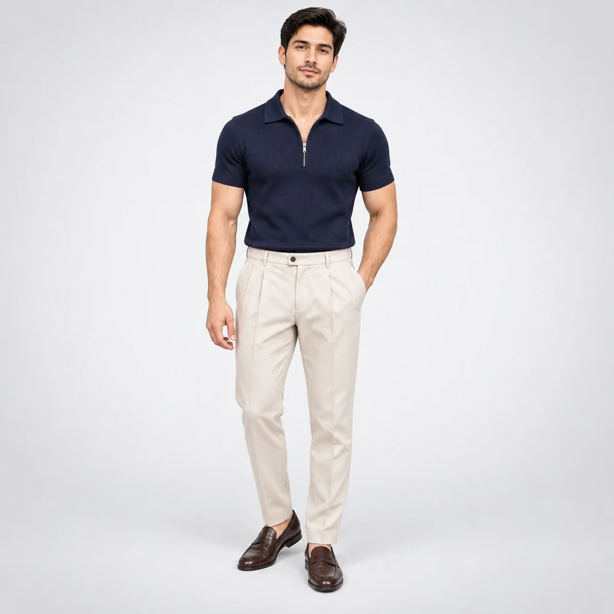 Mens Navy Zip Polo and Trouser Hotel Uniform