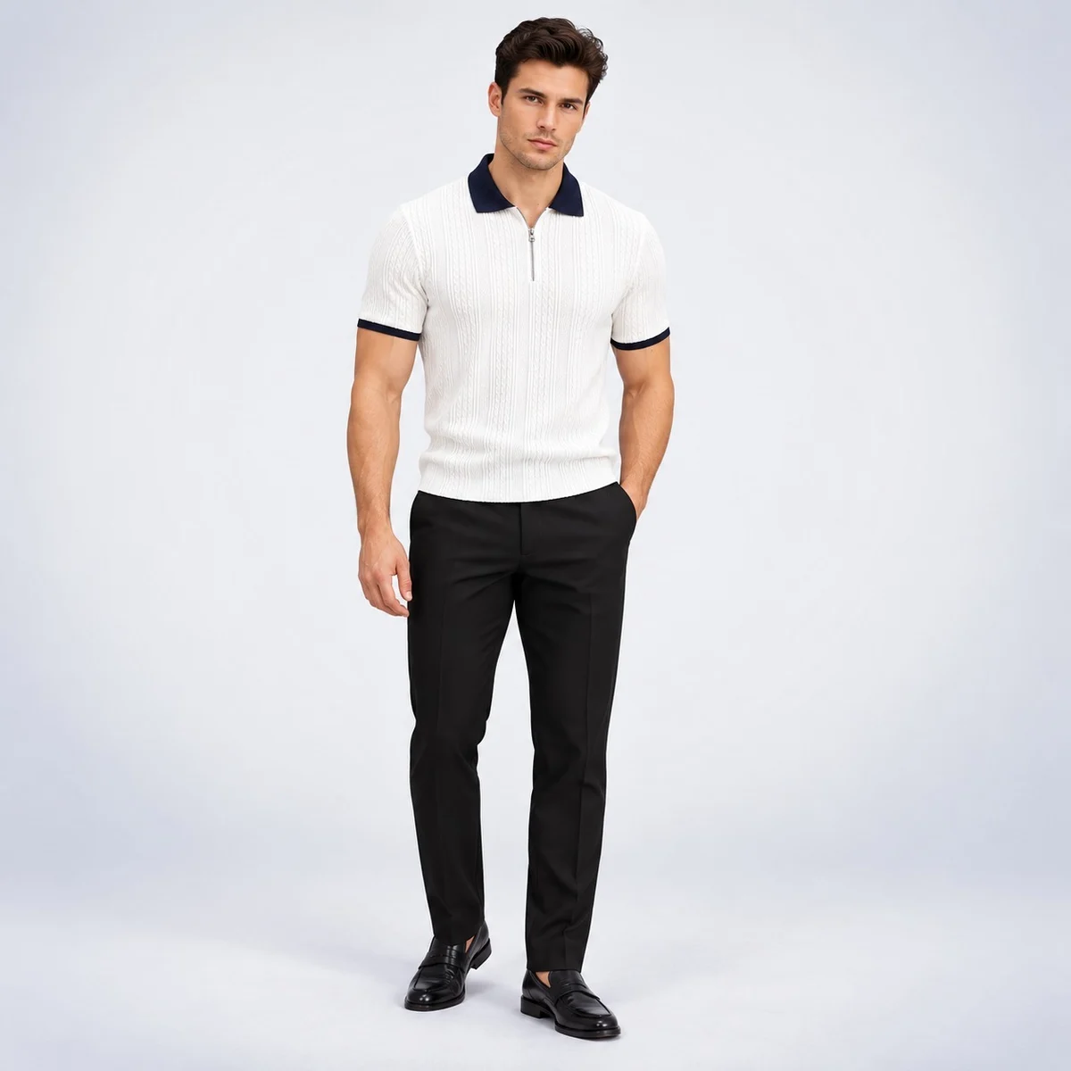 Mens Hotel Uniform Zipper Polo and Trouser Set