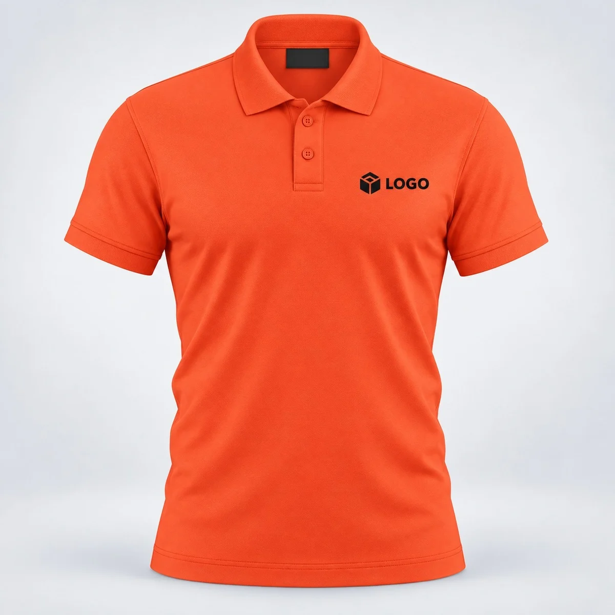 Orange Industrial Cotton Pique Polo T-Shirt