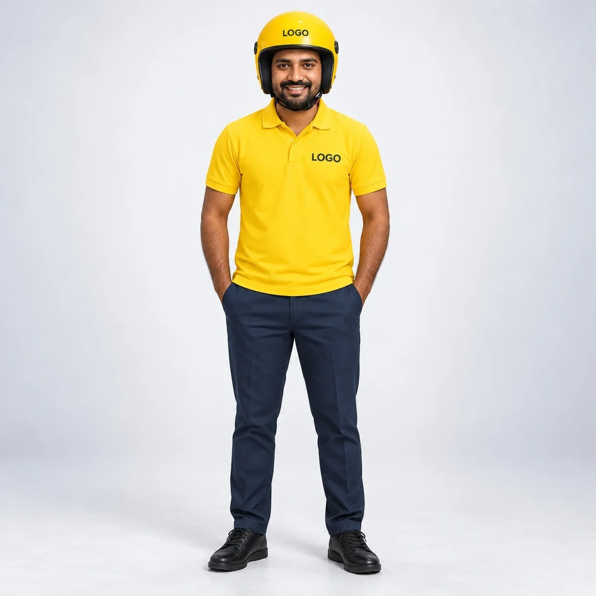 Mens Yellow Polo Delivery Uniform Set