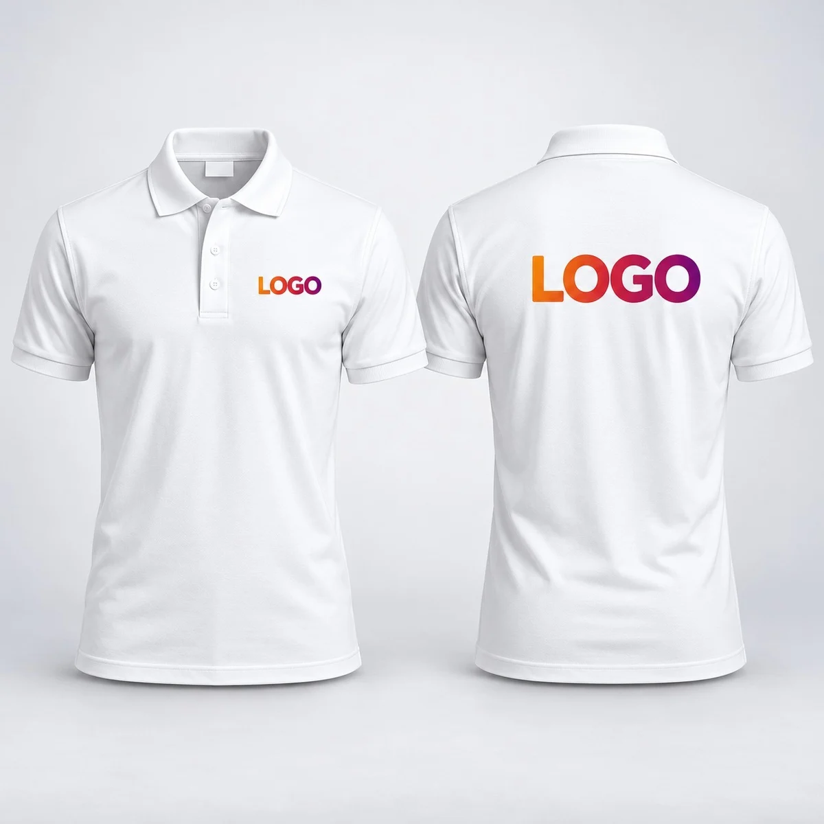 White Corporate Polo T-Shirt with Custom Logo