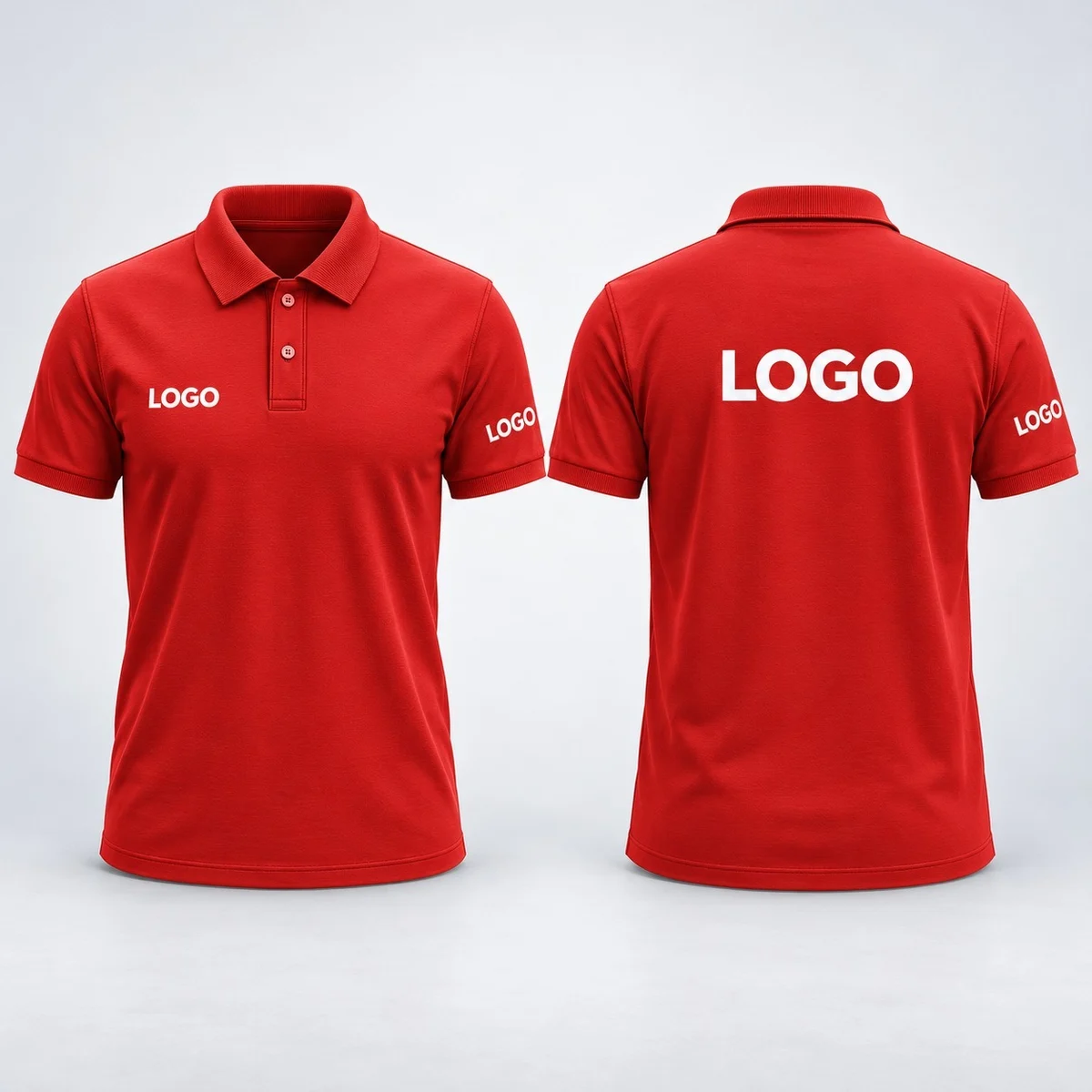Mens Red Poly-Cotton Corporate Polo T-Shirt