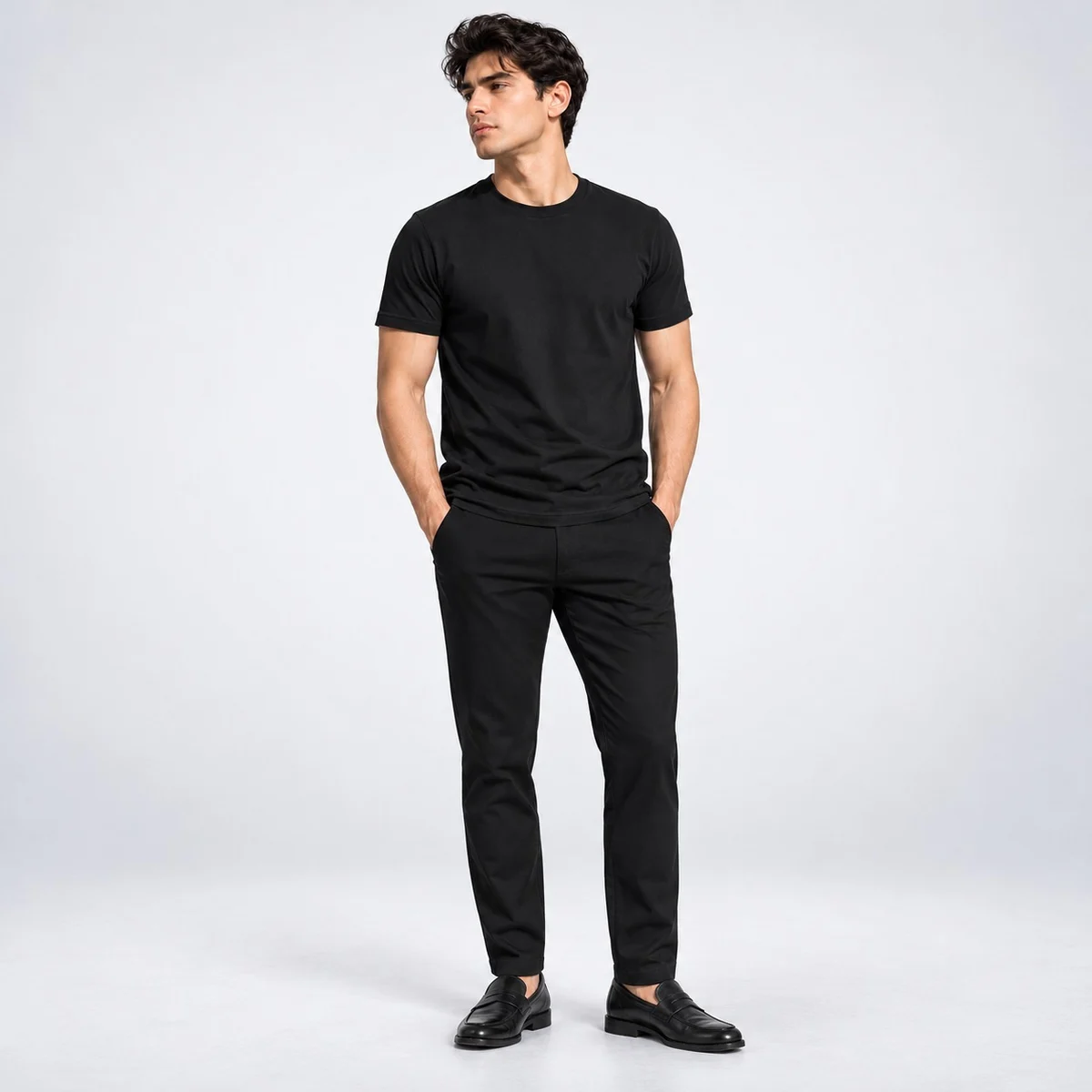 Mens Black Corporate T-Shirt and Trouser Set