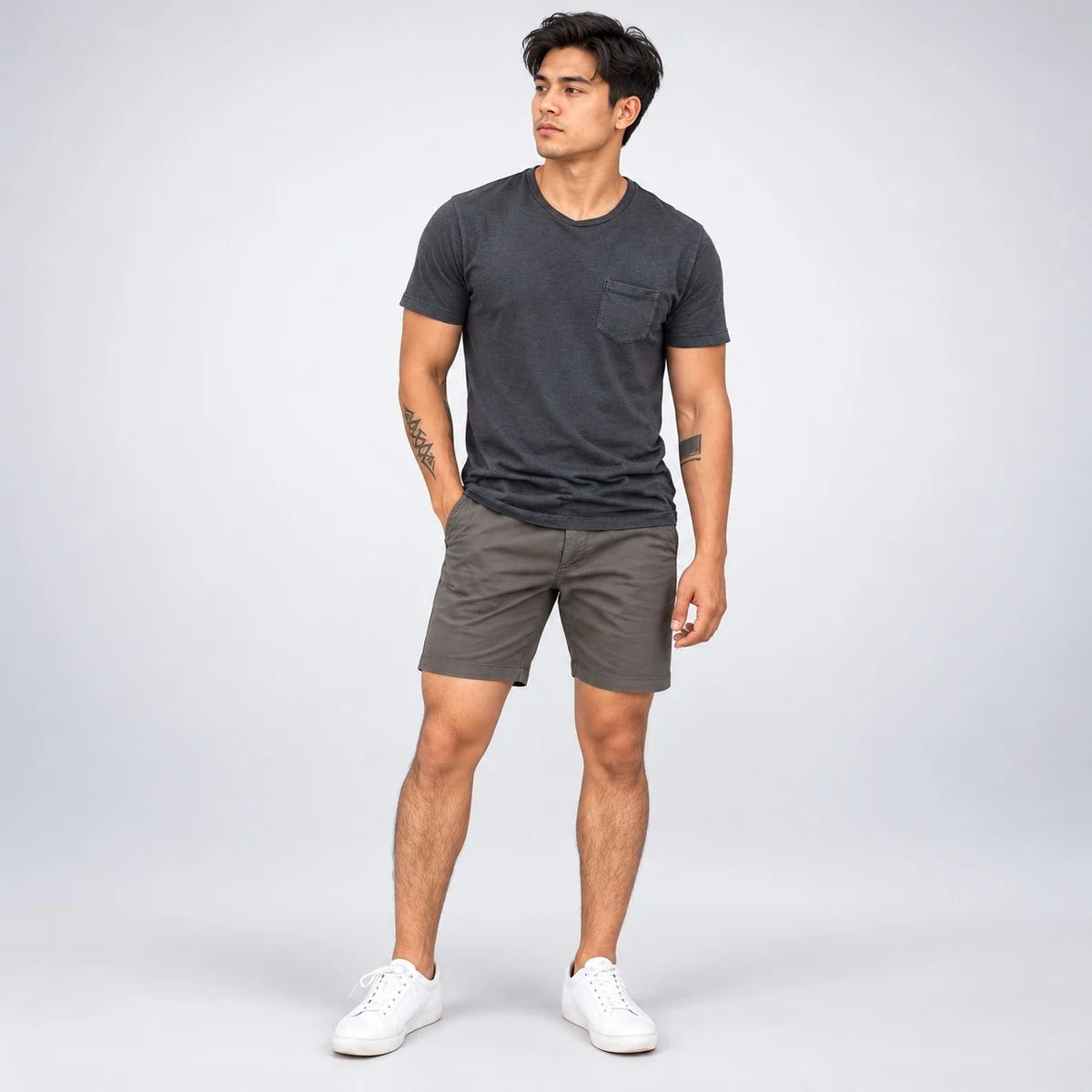 Charcoal Grey T-Shirt And Shorts Set