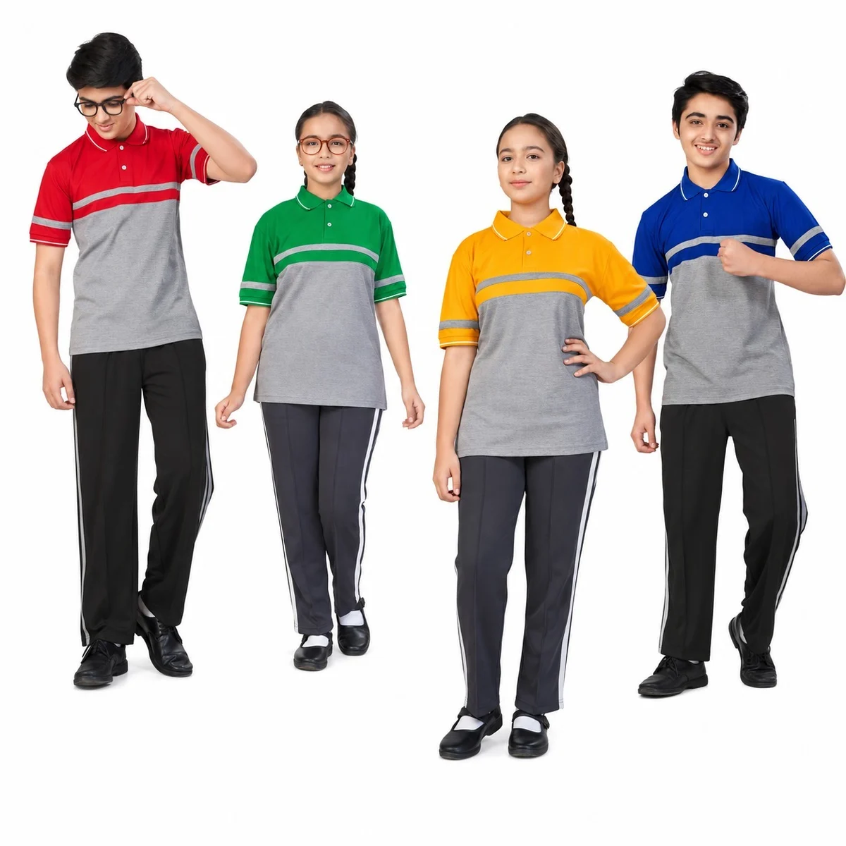 Childrens Colour Blocked School Sports Uniform Set