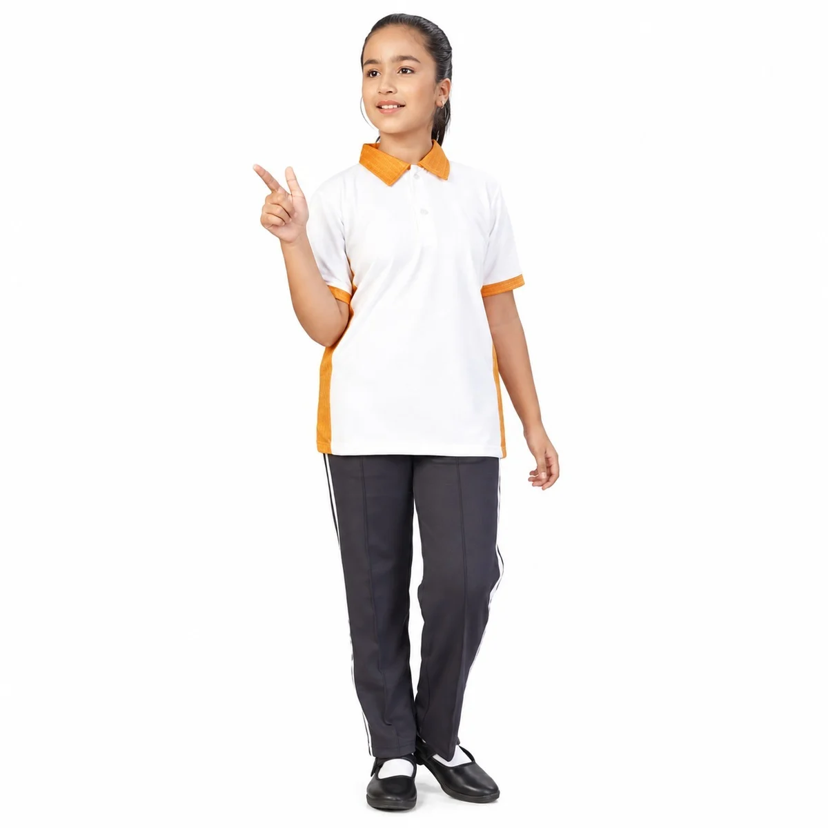 White and Orange Sports Uniform Set