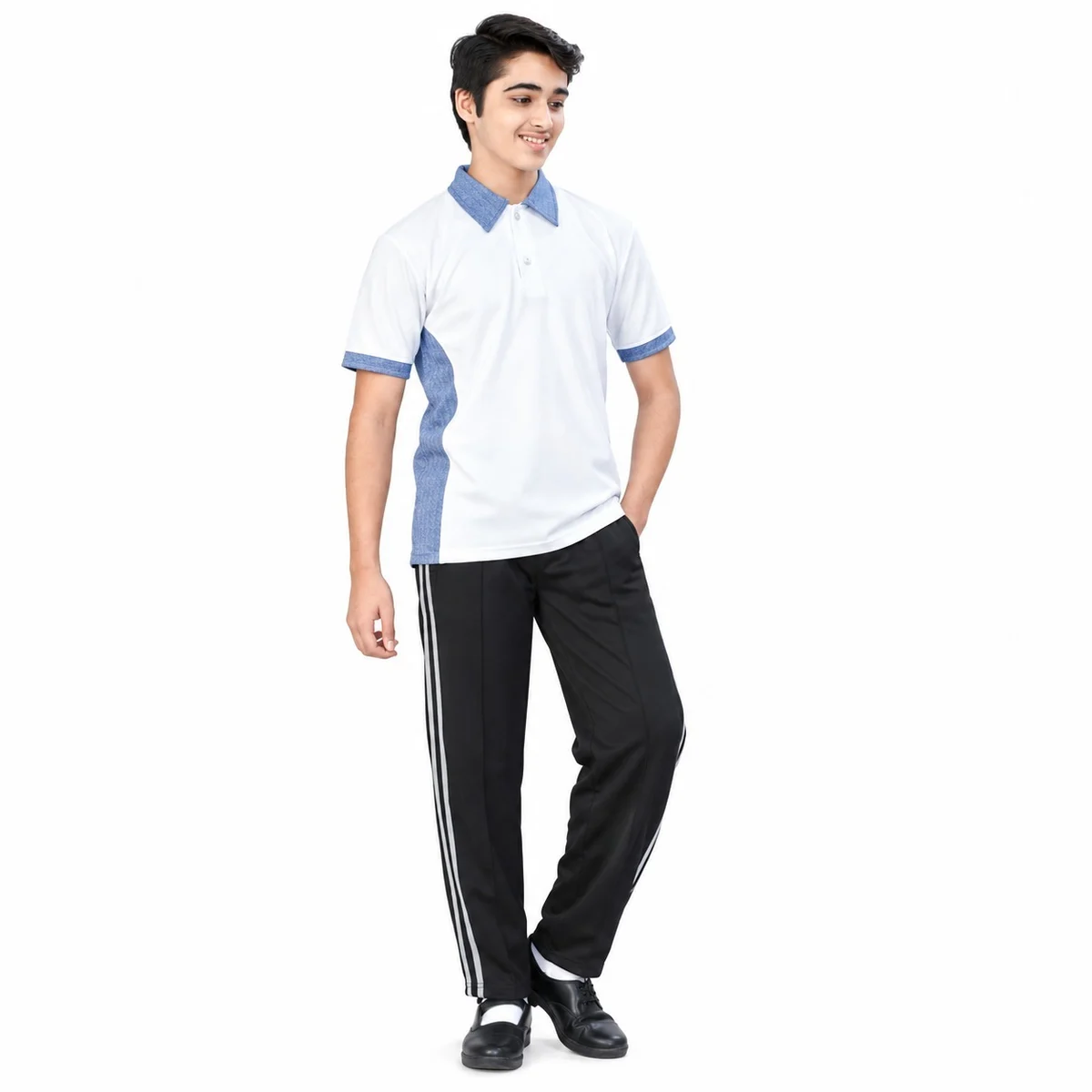 White and Blue School Sports Uniform Set