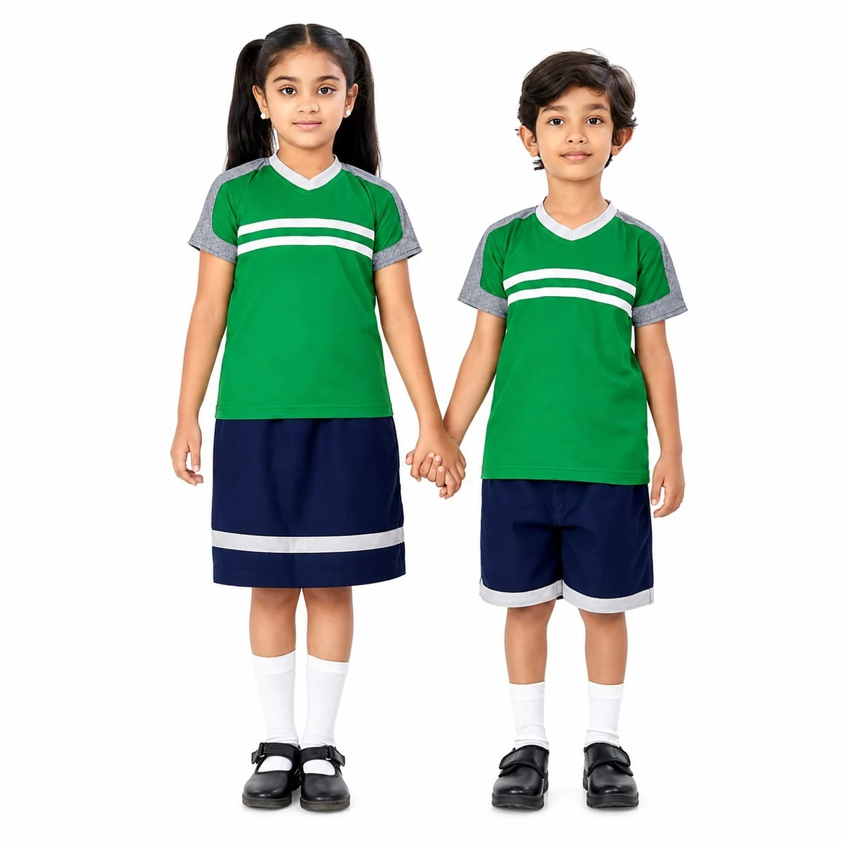 Green and Navy Blue School Sports Uniform Set