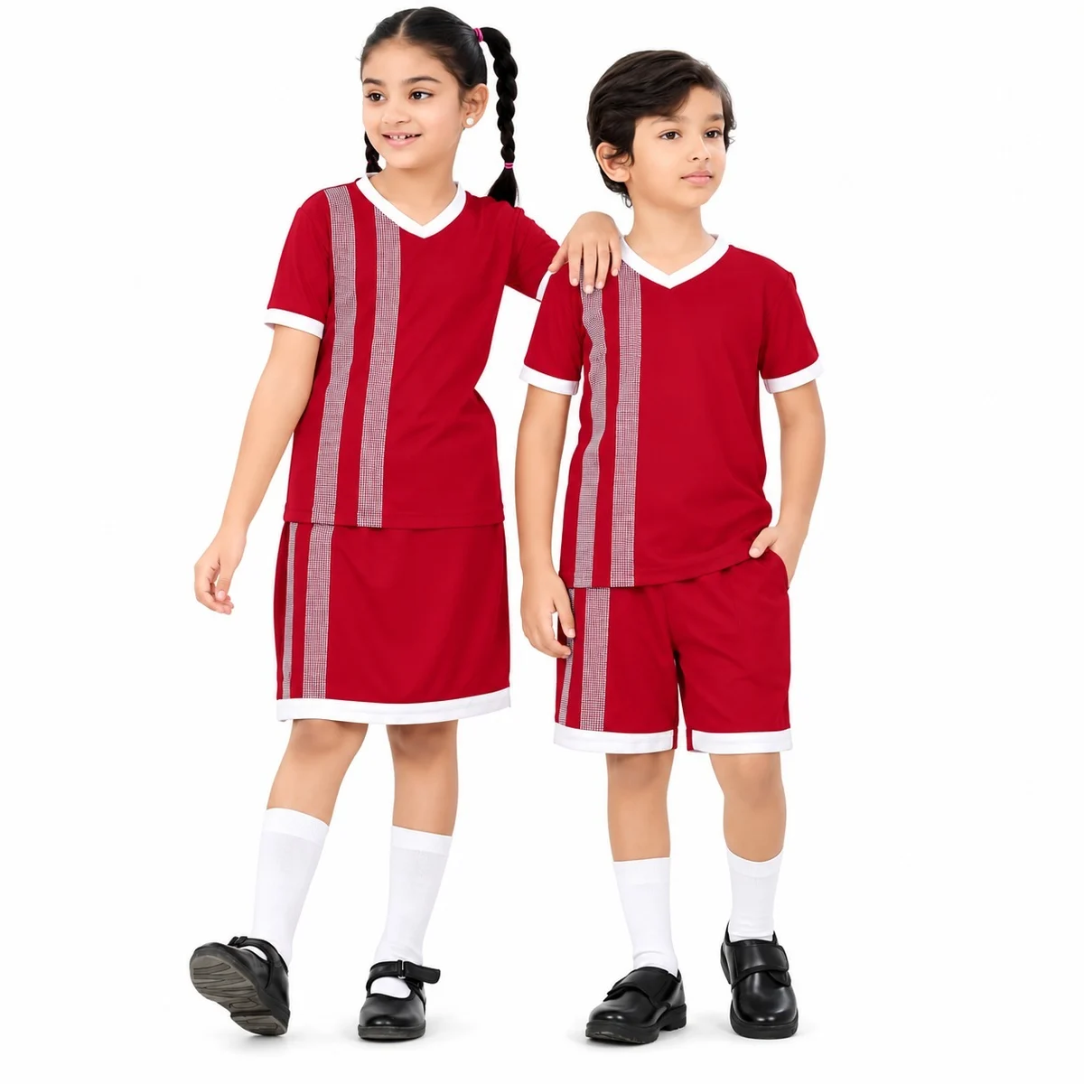 Red and White School Sports Uniform Set