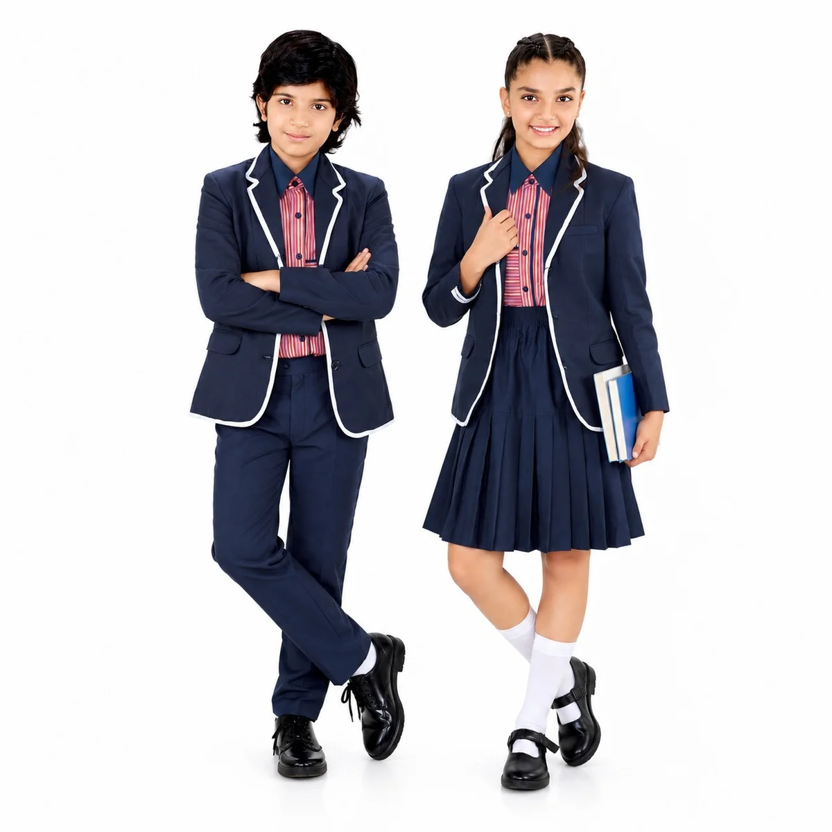 Navy Blue School Uniform Set with Blazer