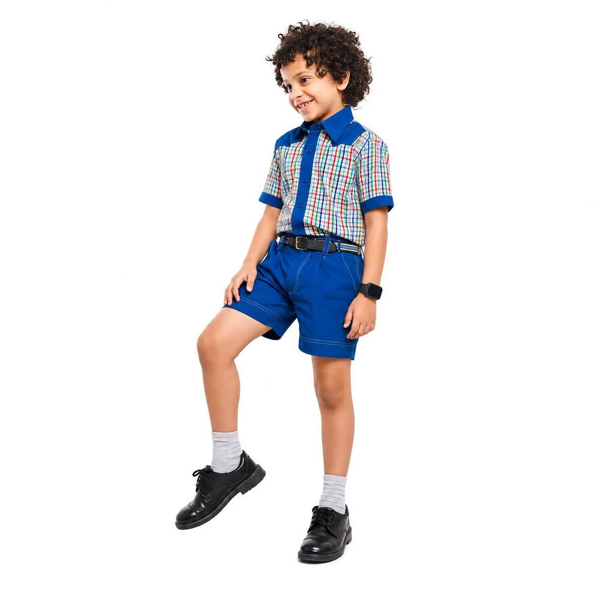 Royal Blue and Multi-Check School Uniform Set