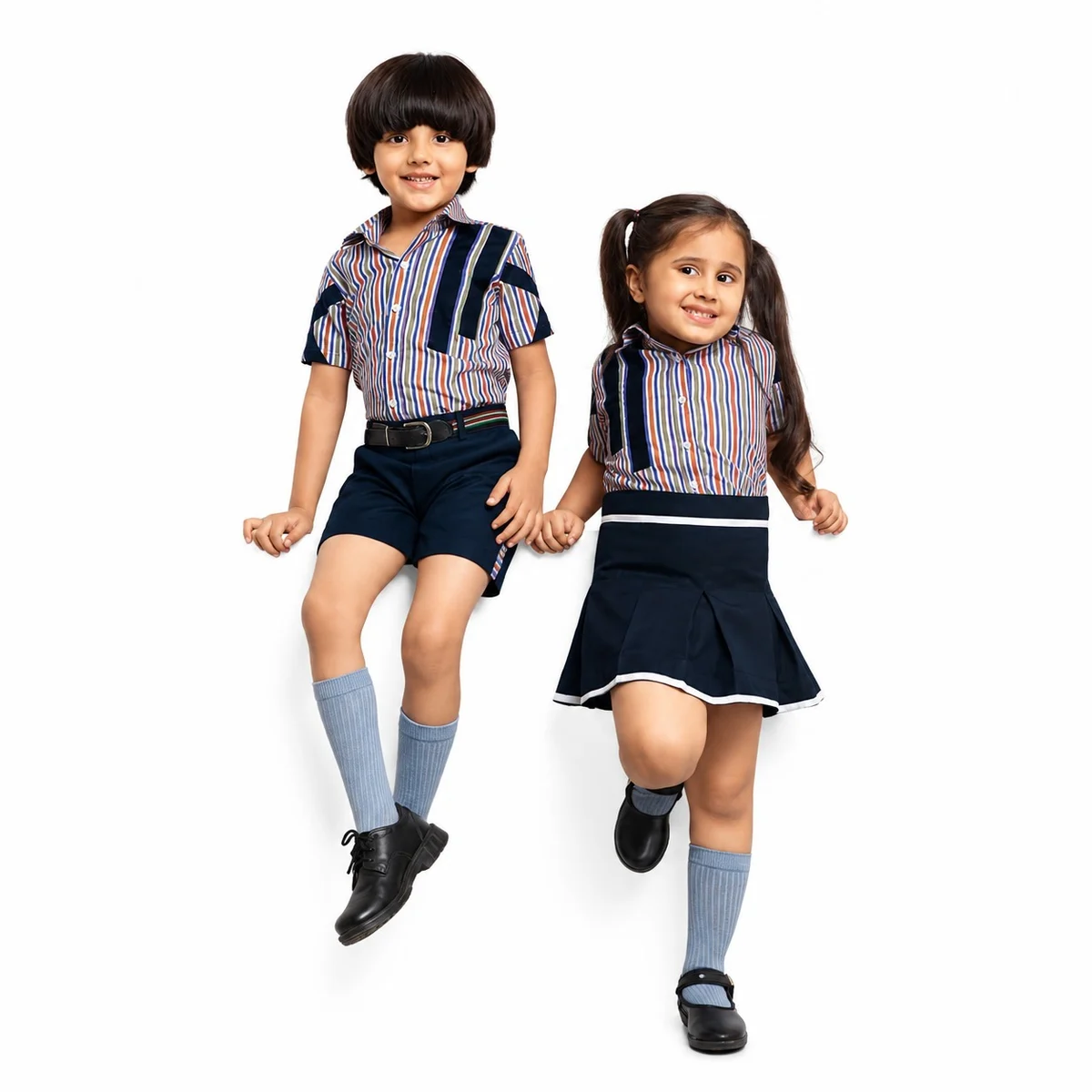 Multi-Color Striped School Uniform Set