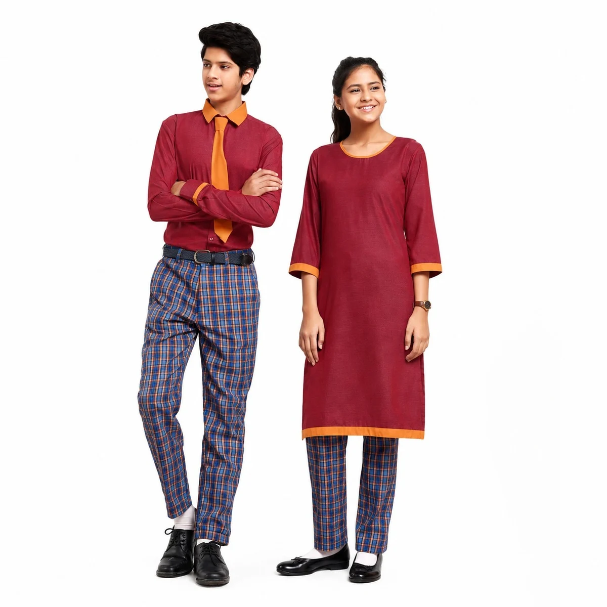 Maroon and Blue School Uniform Set