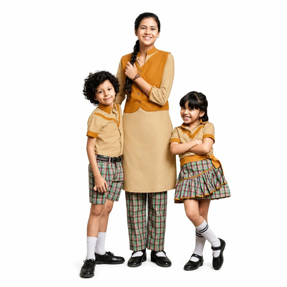 Beige and Plaid School Uniform Collection