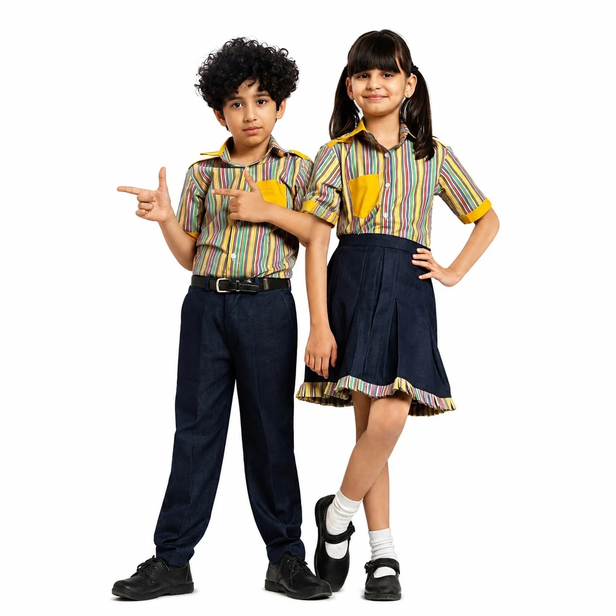 Multi-Color Striped School Uniform Set