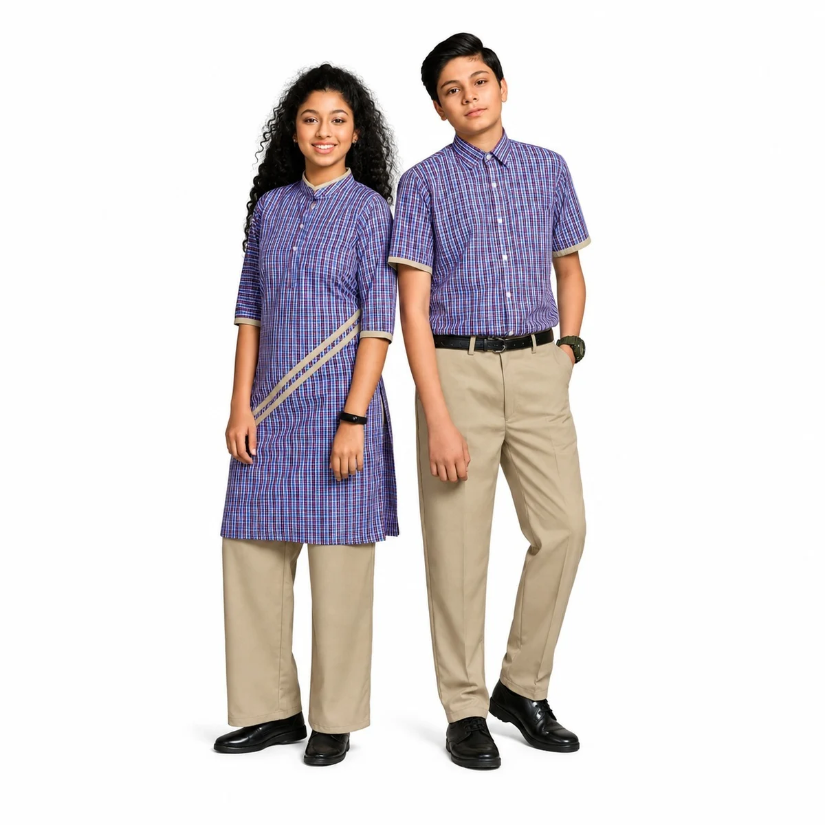 Blue And Red Plaid School Uniform Set