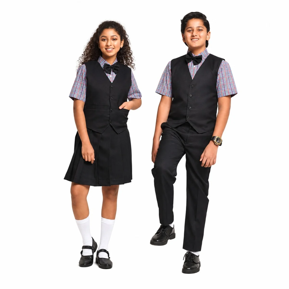 Black and Plaid School Uniform Set