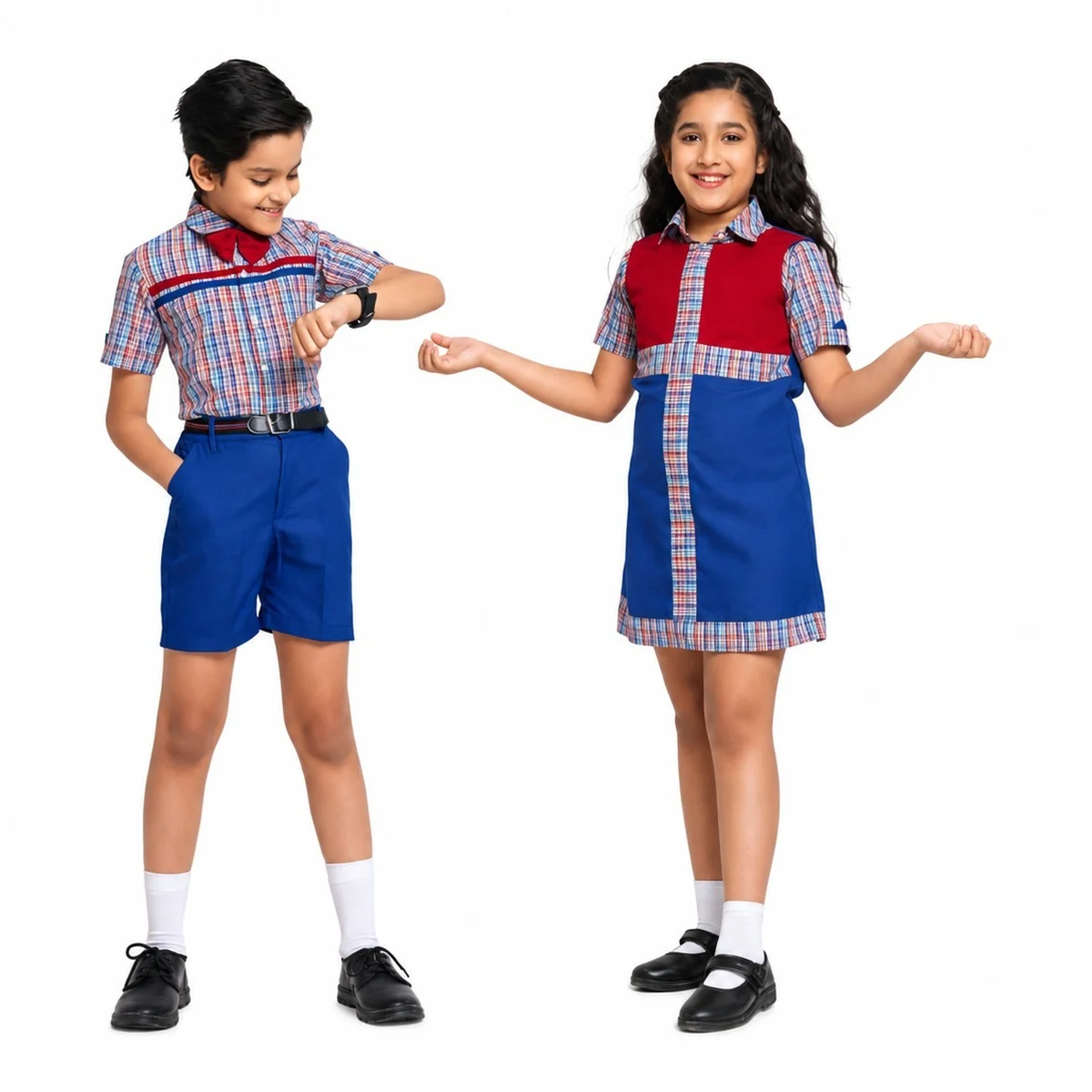 Blue And Red Childrens School Uniform Set