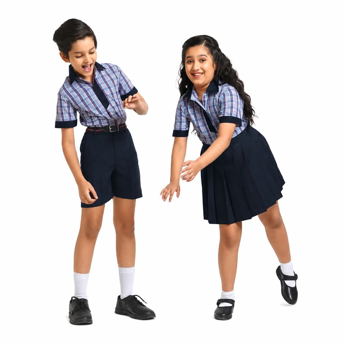 Blue Plaid School Uniform Set