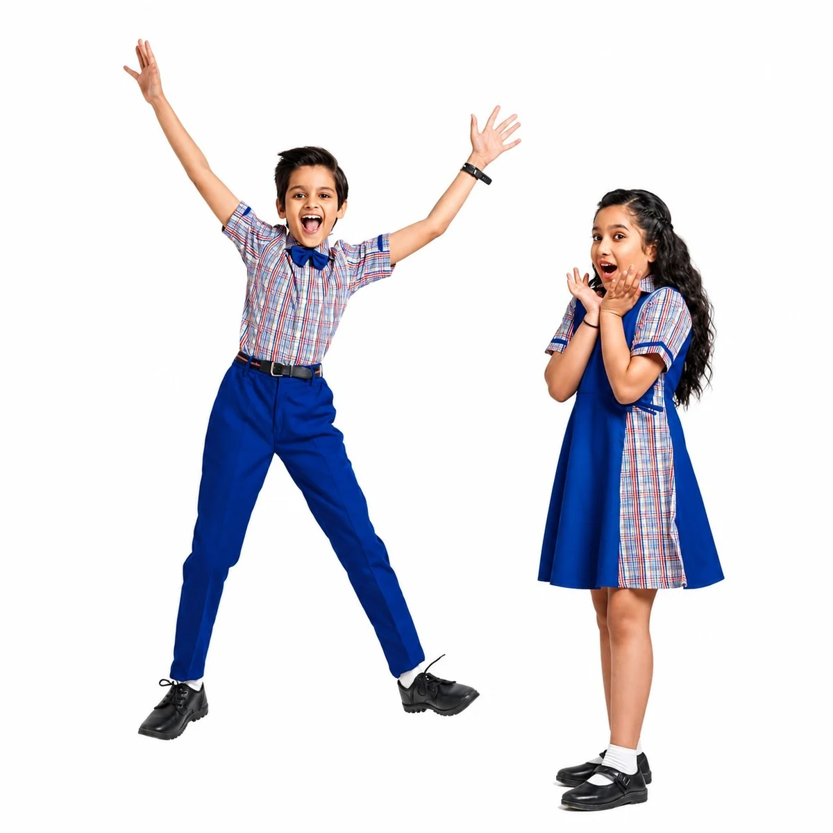 Blue and Plaid School Uniform Set
