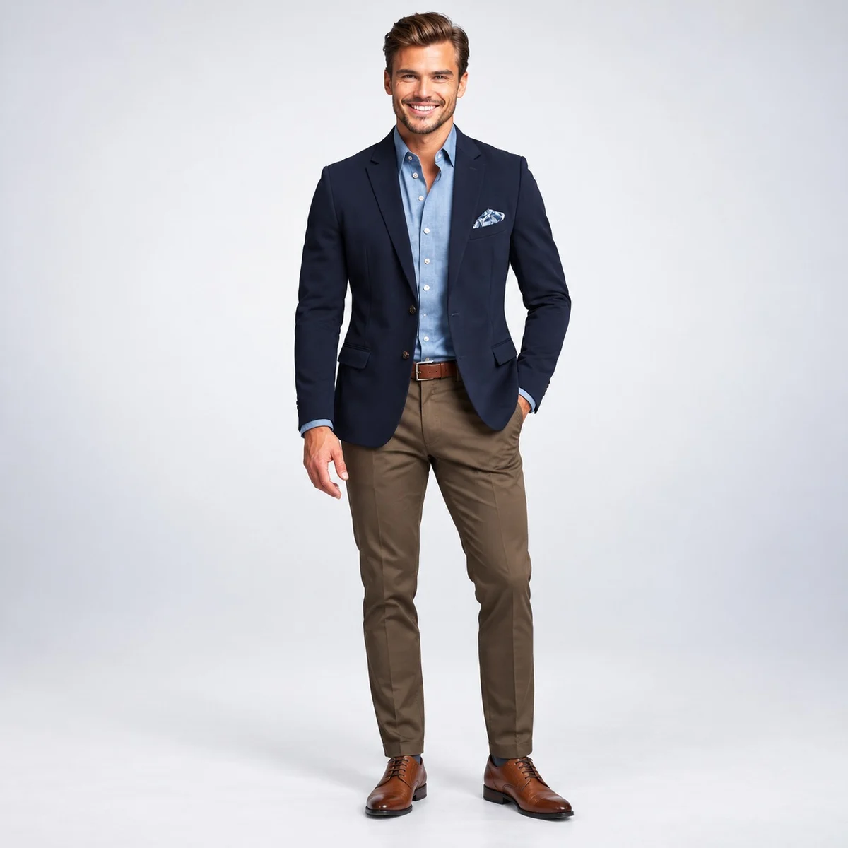Mens Navy Blue Blazer and Trouser Set