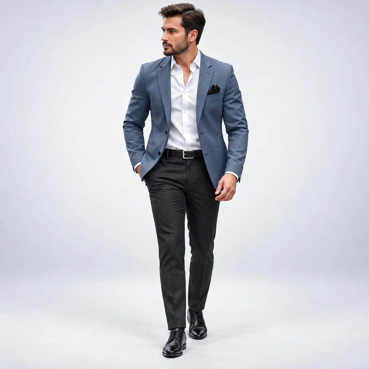 Mens Blue Blazer and Grey Trouser Corporate Suit