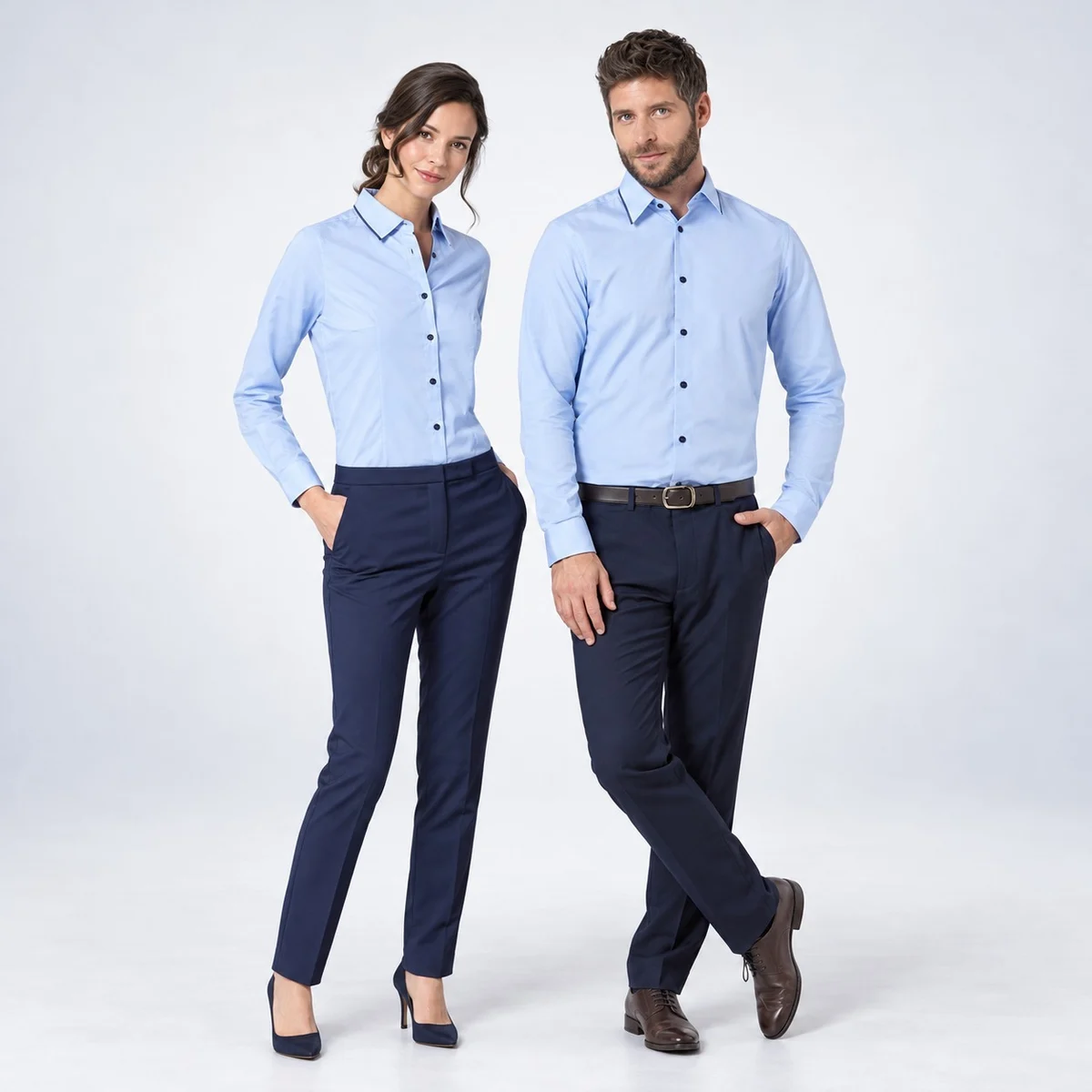 Corporate Light Blue Shirt and Navy Trouser Uniform Set
